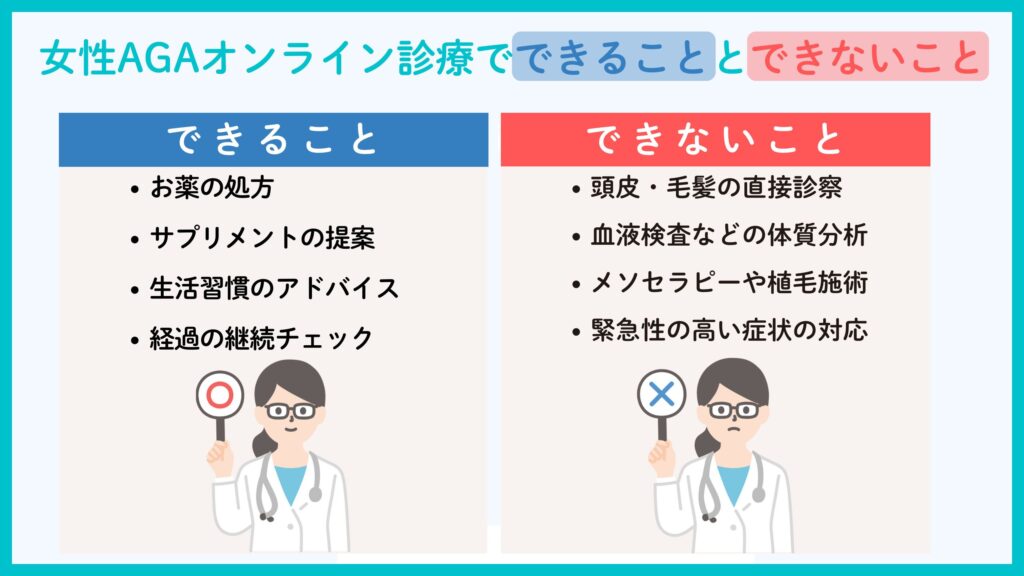 女性AGAのオンライン診療で「できること」「できないこと」