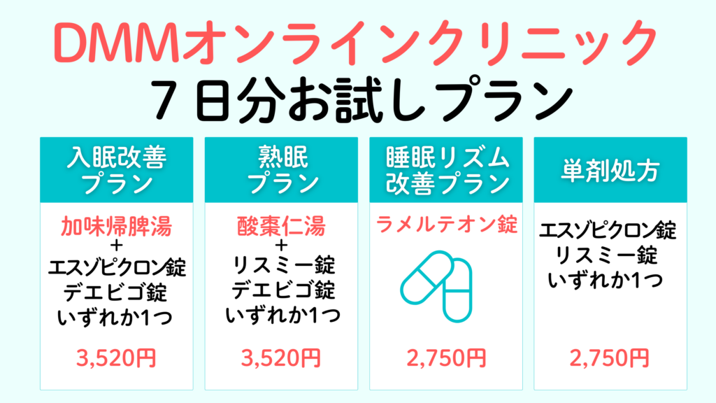 DMMオンラインクリニックの不眠症処方薬